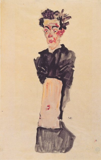 Self-Portrait with Exposed Navel by Egon Schiele